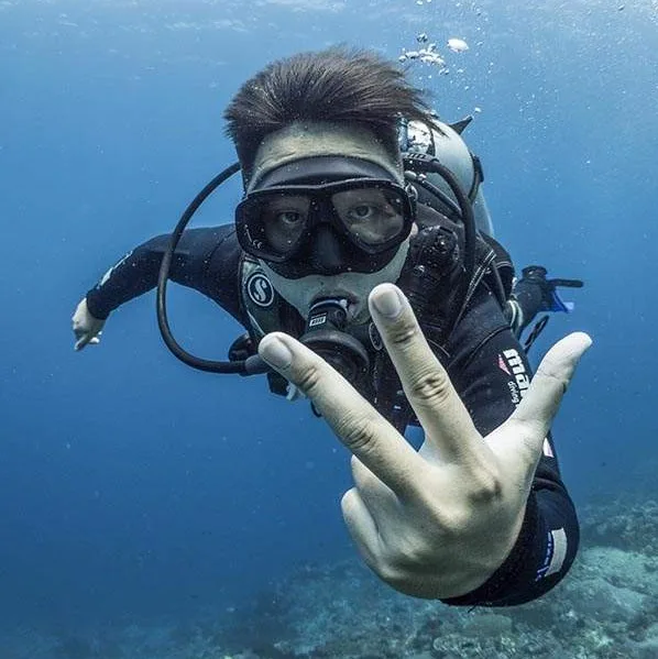 Diver striking a pose